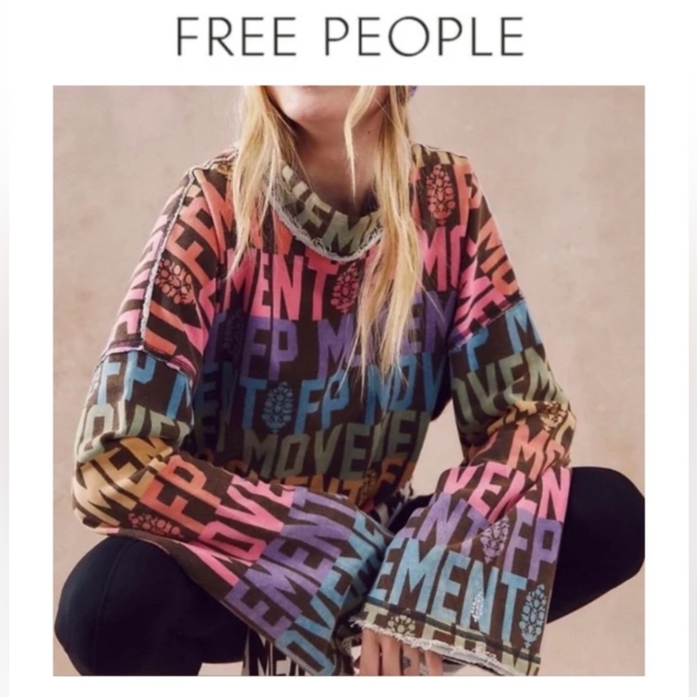 Free People Wild Side Logo Mock Neck Pullover